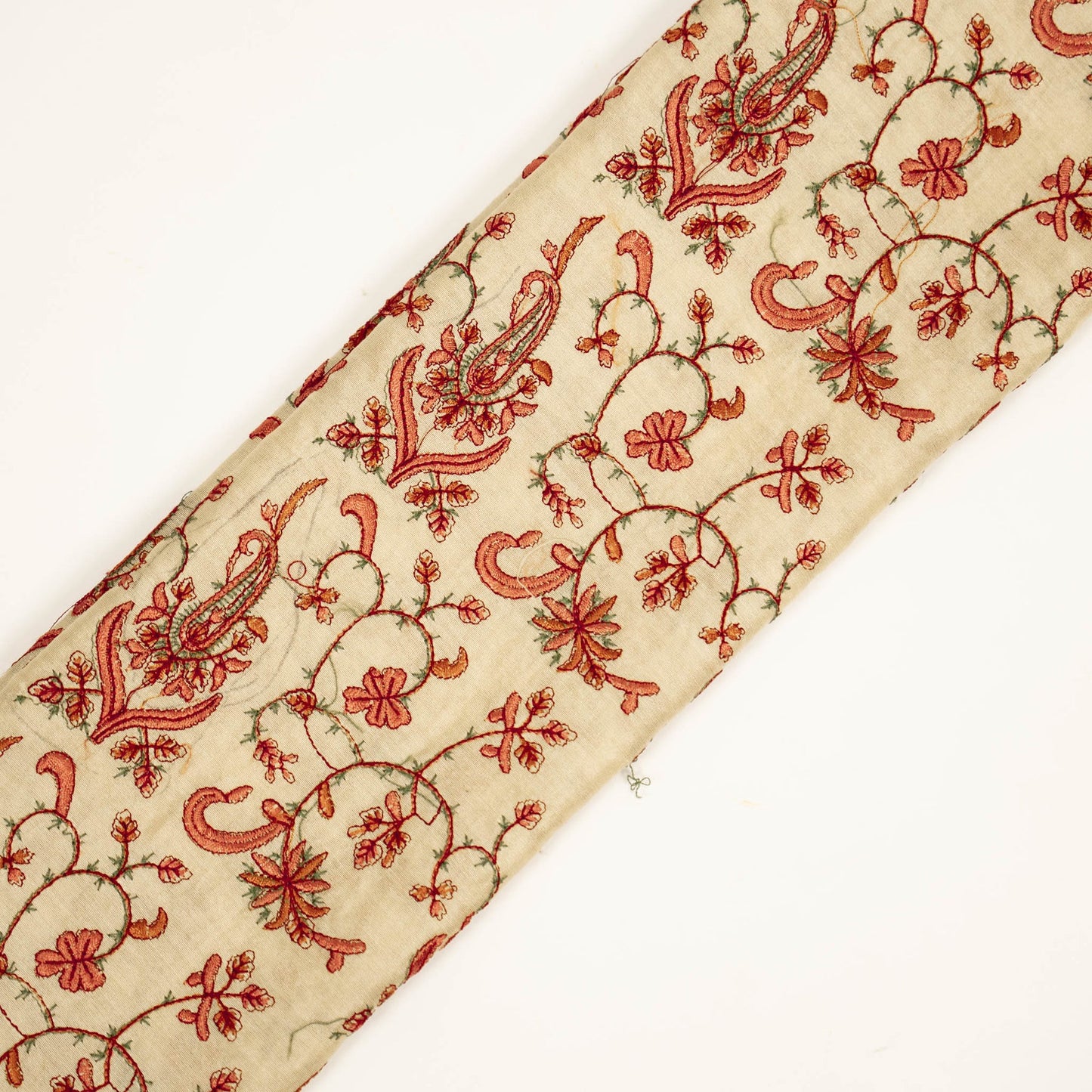 Beena Cream Viscose Georgette Embroidered Fabric in Jaal Pattern