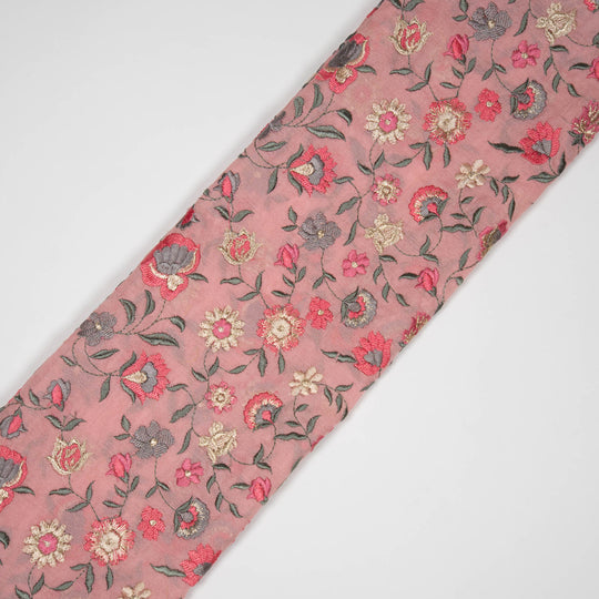 Rajeshwari Gajari Mul Chanderi Embroidered Fabric in Floral Jaal Pattern