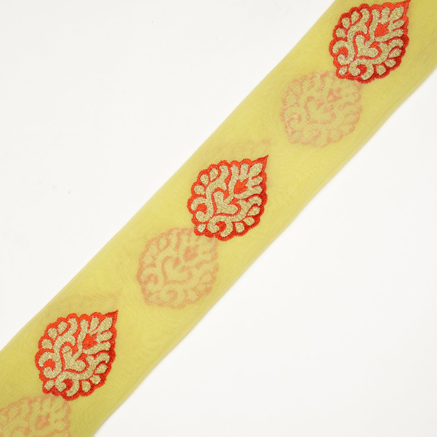 Zoya Lemon Viscose Georgette Embroidered Fabric in Buta