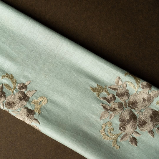 Nargis Light Grey Chanderi Embroidered Fabric in Buta Pattern