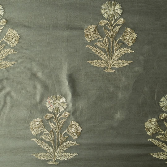 Kaveri Mouse Chanderi Embroidered Fabric in Buta Pattern