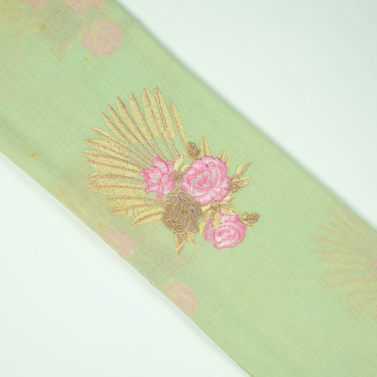 Nusrat Floral Sea Green Cotton Embroidered Fabric in Buta Pattern