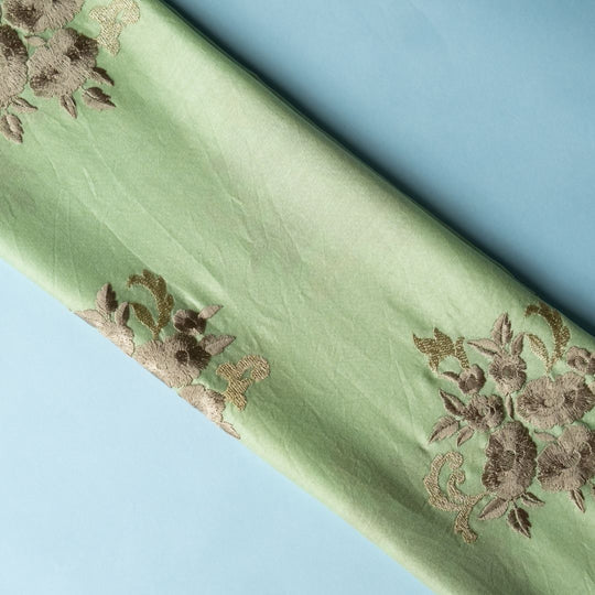 Nargis Sea Green Chanderi Embroidered Fabric in Buta Pattern