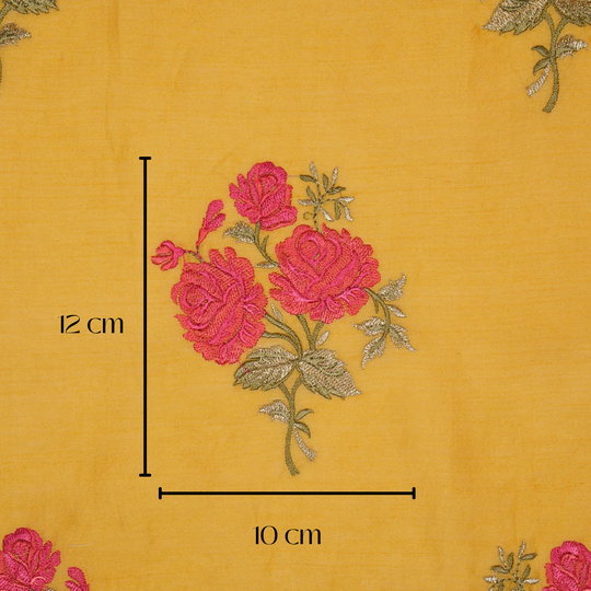 Nuryn Gold  Chanderi Embroidered Fabric in Floral Buta Pattern