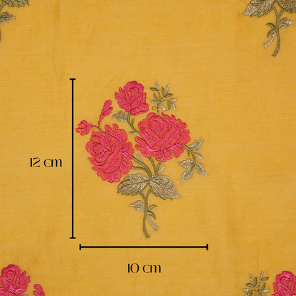 Nuryn Gold  Chanderi Embroidered Fabric in Floral Buta Pattern