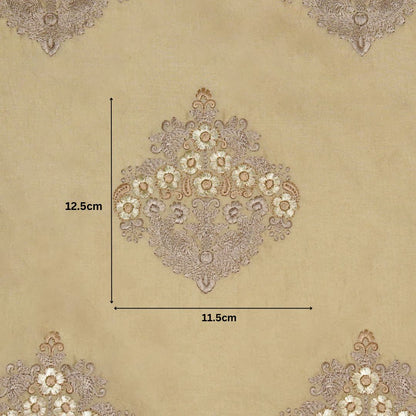 Famya Beige Chanderi Embroidered Fabric in Buta Pattern
