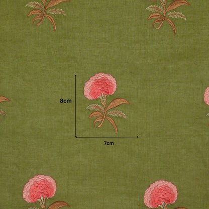 Aarani Olive Chanderi Embroidered Fabric in Buta