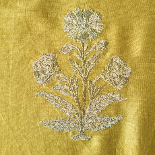 Kaveri Gold Chanderi Embroidered Fabric in Buta Pattern