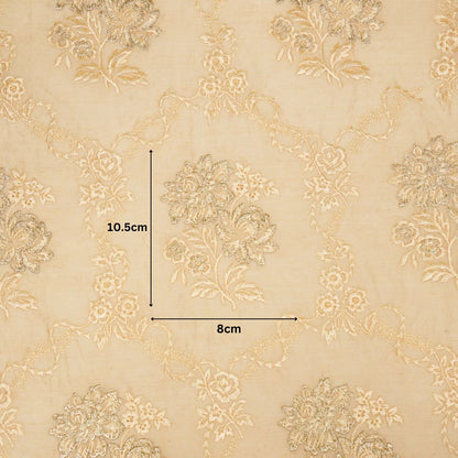 Nurul Beige/Cream Chanderi Embroidered Fabric in Jaal Pattern