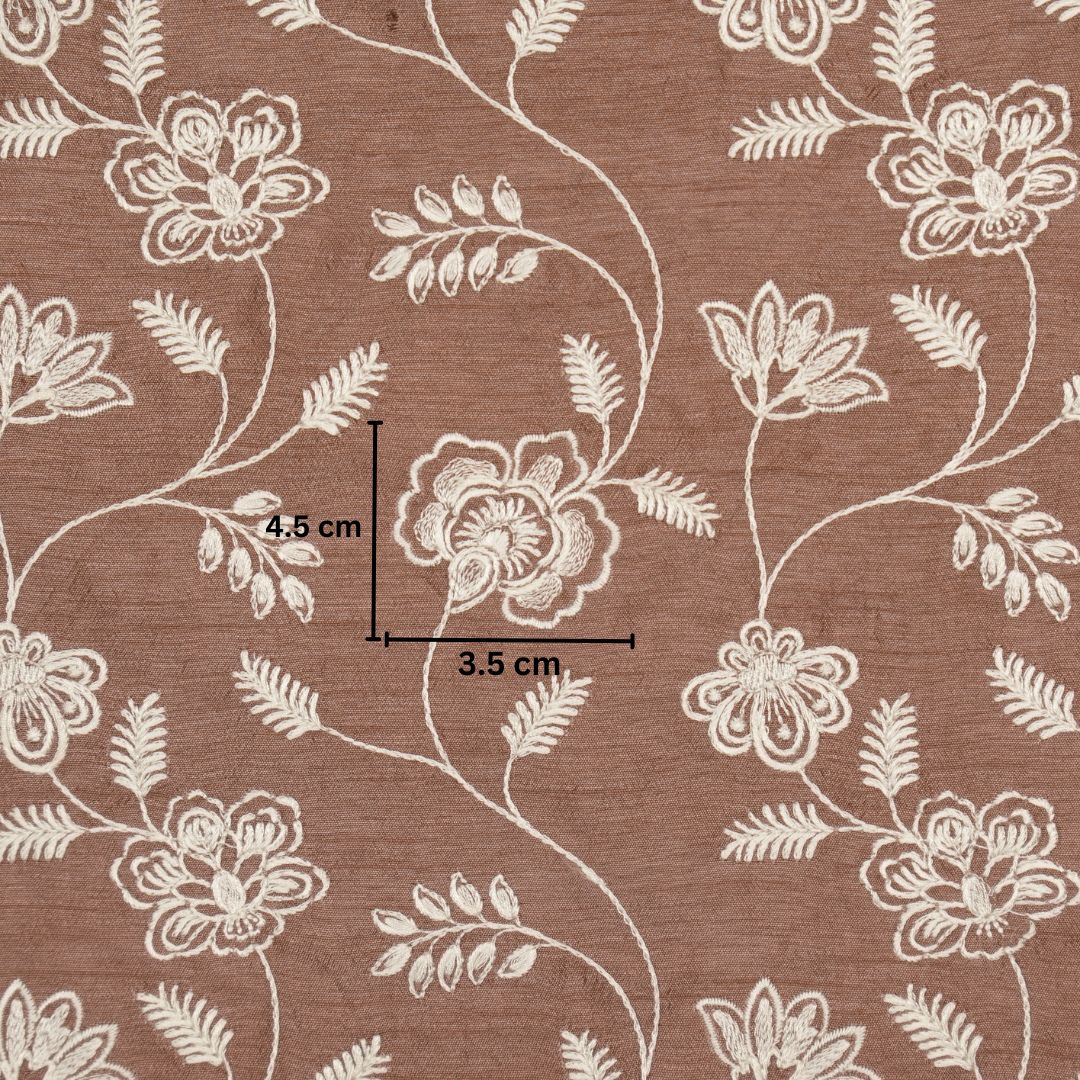 Prisha Onion Dola Silk Embroidered Fabric in Jaal Pattern