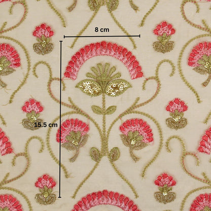 Antara Chiku Viscose Organza Embroidered Fabric in Jaal Pattern