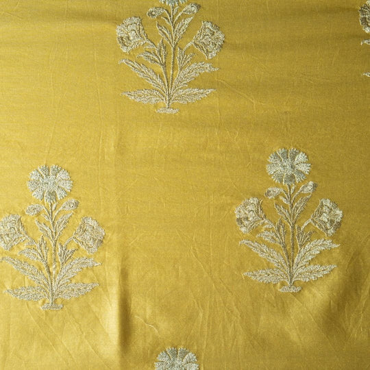 Kaveri Gold Chanderi Embroidered Fabric in Buta Pattern