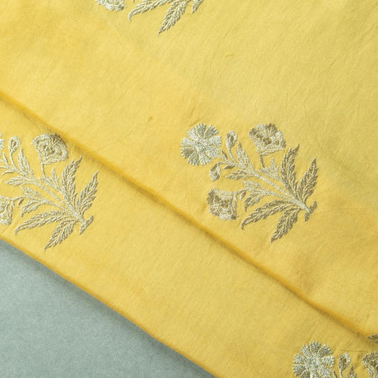 Kaveri Gold Chanderi Embroidered Fabric in Buta Pattern