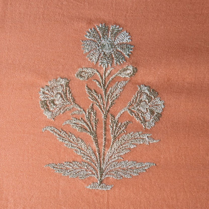 Kaveri Deep Peach Chanderi Embroidered Fabric in Buta Pattern