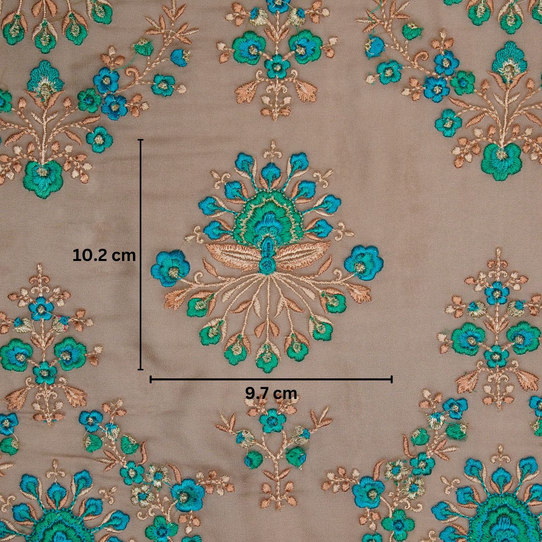 Nutan Mouse Viscose Georgette Embroidered Fabric in Jaal Pattern