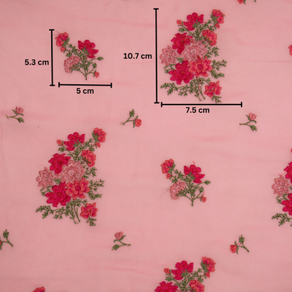 Paridha Pink Viscose Georgette Embroidered Fabric in Buta Pattern