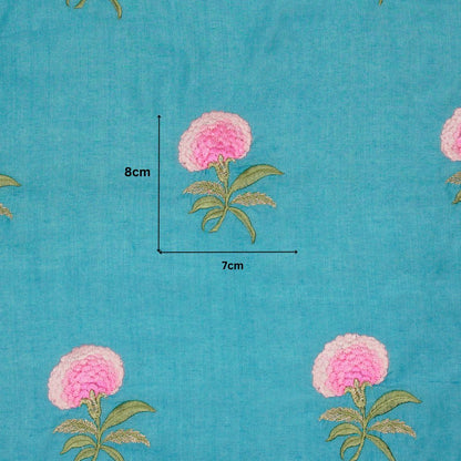 Aarani Sky Blue Chanderi Embroidered Fabric in Buta