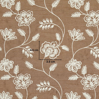 Prisha Mouse Viscose Raw Silk Embroidered Fabric in Jaal Pattern