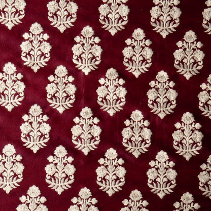 Ketki Magenta Chanderi Embroidered Fabric in Buta Pattern