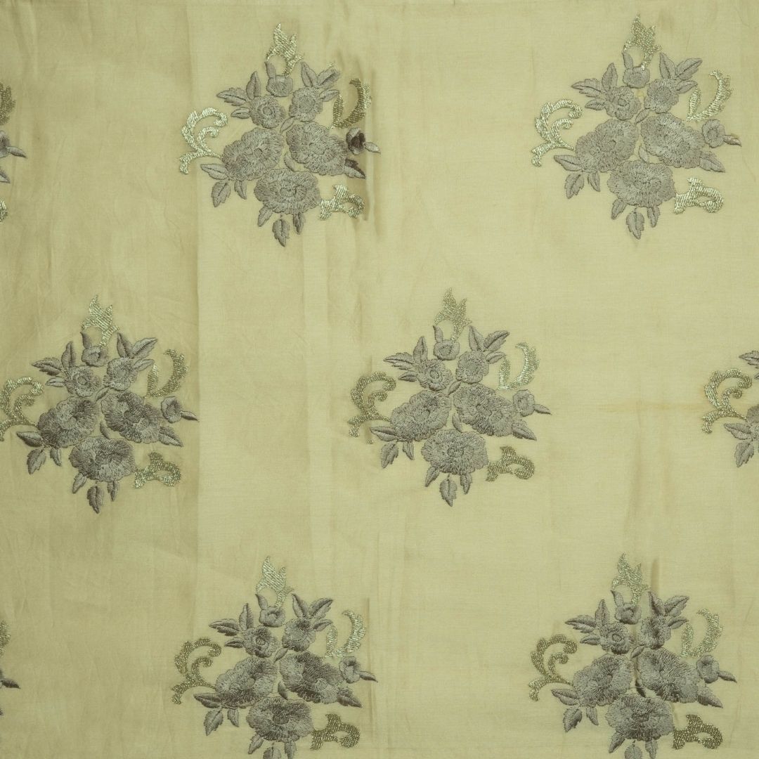 Nargis Cream Chanderi Embroidered Fabric in Buta Pattern