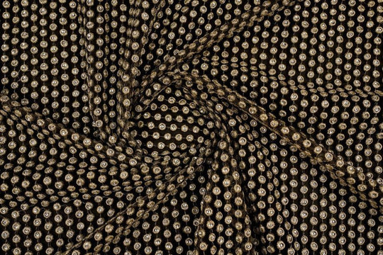 Raisa Black Nylon Net Embroidered Fabric in Buti In Lines Pattern