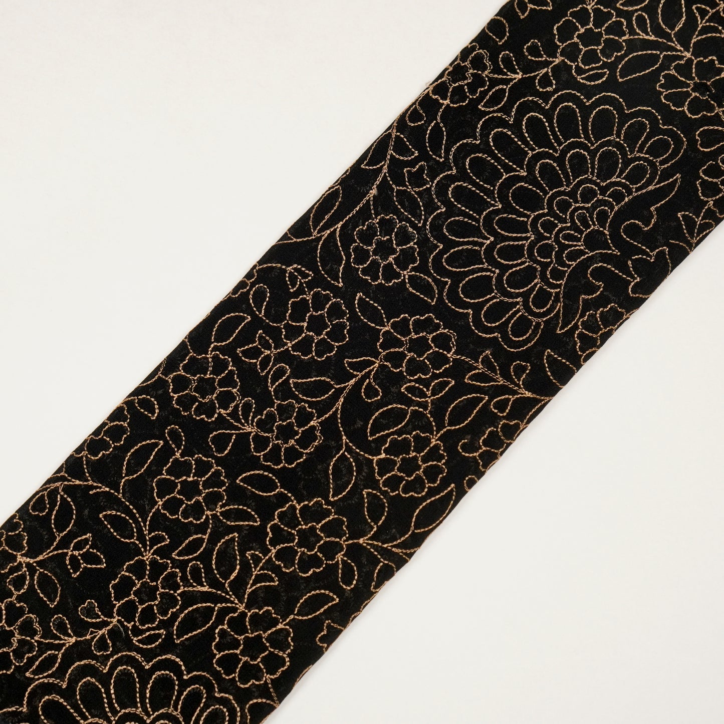 Taufiq Black Chanderi Embroidered Fabric in Jaal Pattern