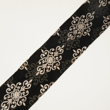 Urwi Black Viscose Georgette Embroidered Fabric in Buta