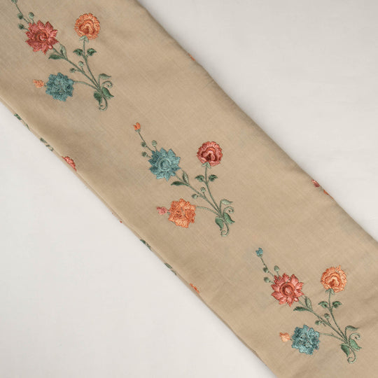 Hemangini Blush Cotton Embroidered Fabric in Buta Pattern