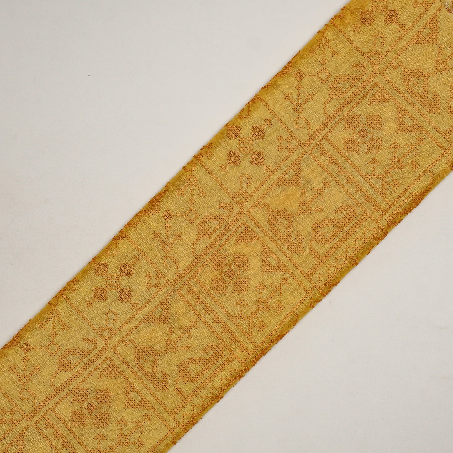 Seda Gold Chanderi Embroidered Fabric in Jaal Pattern