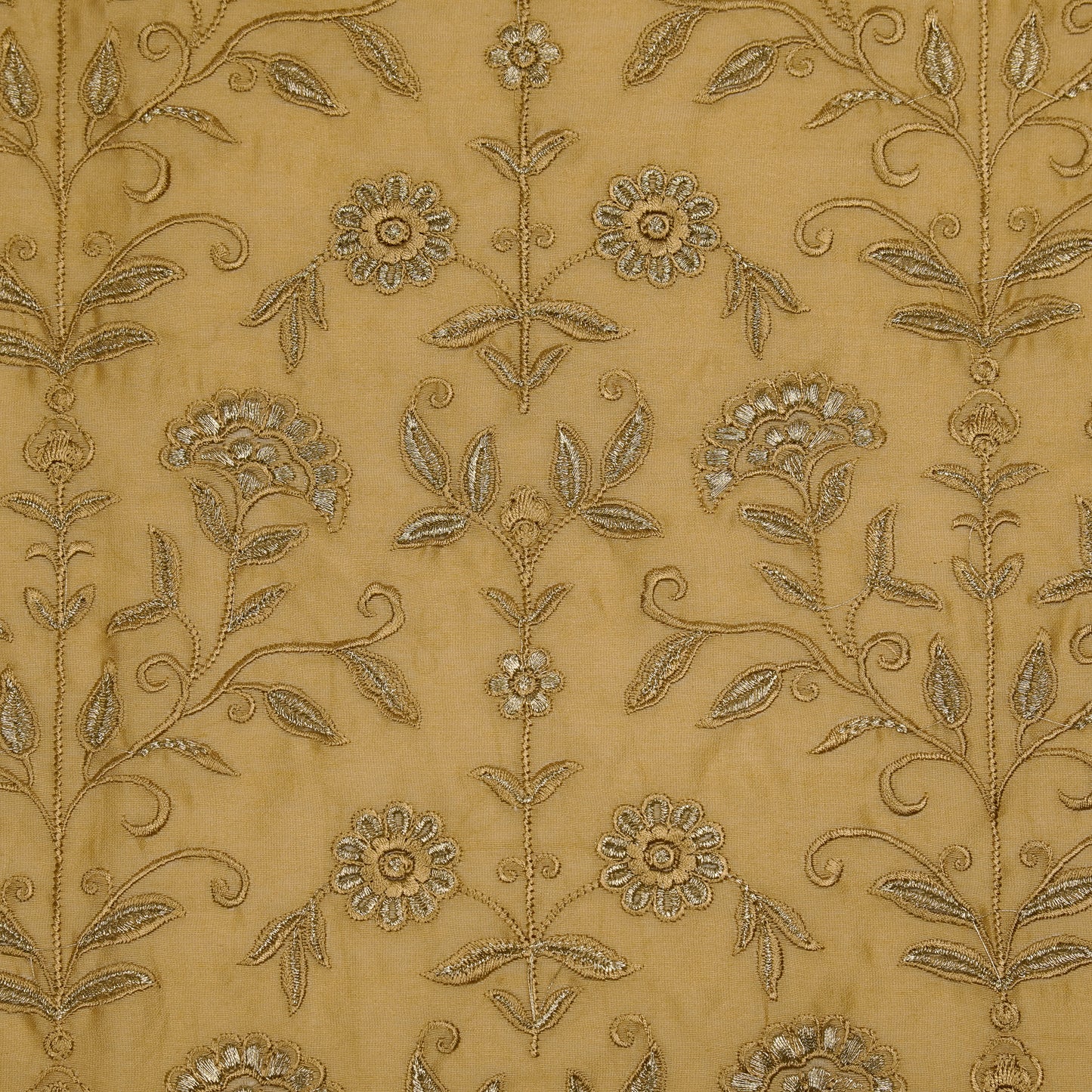 Barika Almond Chanderi Embroidered Fabric in Jaal Pattern