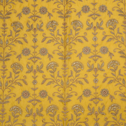 Barika Gold Chanderi Embroidered Fabric in Jaal Pattern