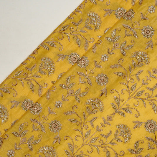 Barika Gold Chanderi Embroidered Fabric in Jaal Pattern