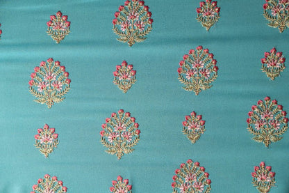 Shamsha Turquoise Viscose Georgette Embroidered Fabric in Buta Pattern