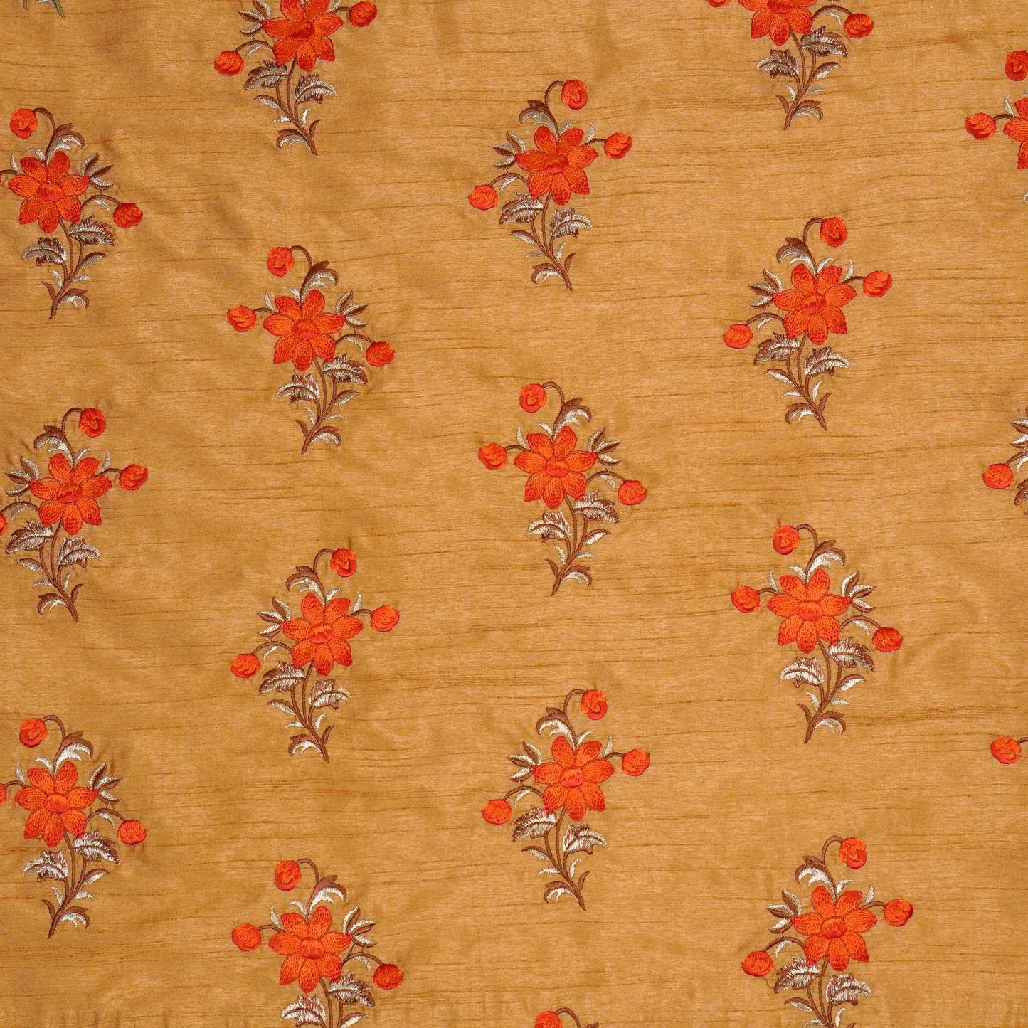 Dalia Beige Dola Silk Embroidered Fabric in Buta