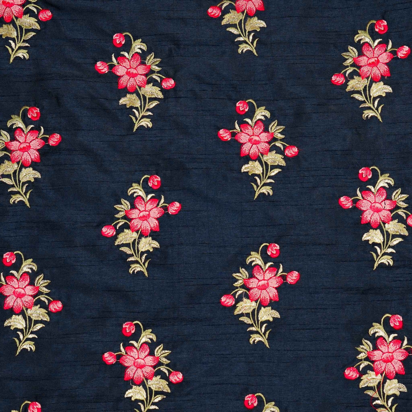 Dalia Navy Blue Dola Silk Embroidered Fabric in Buta