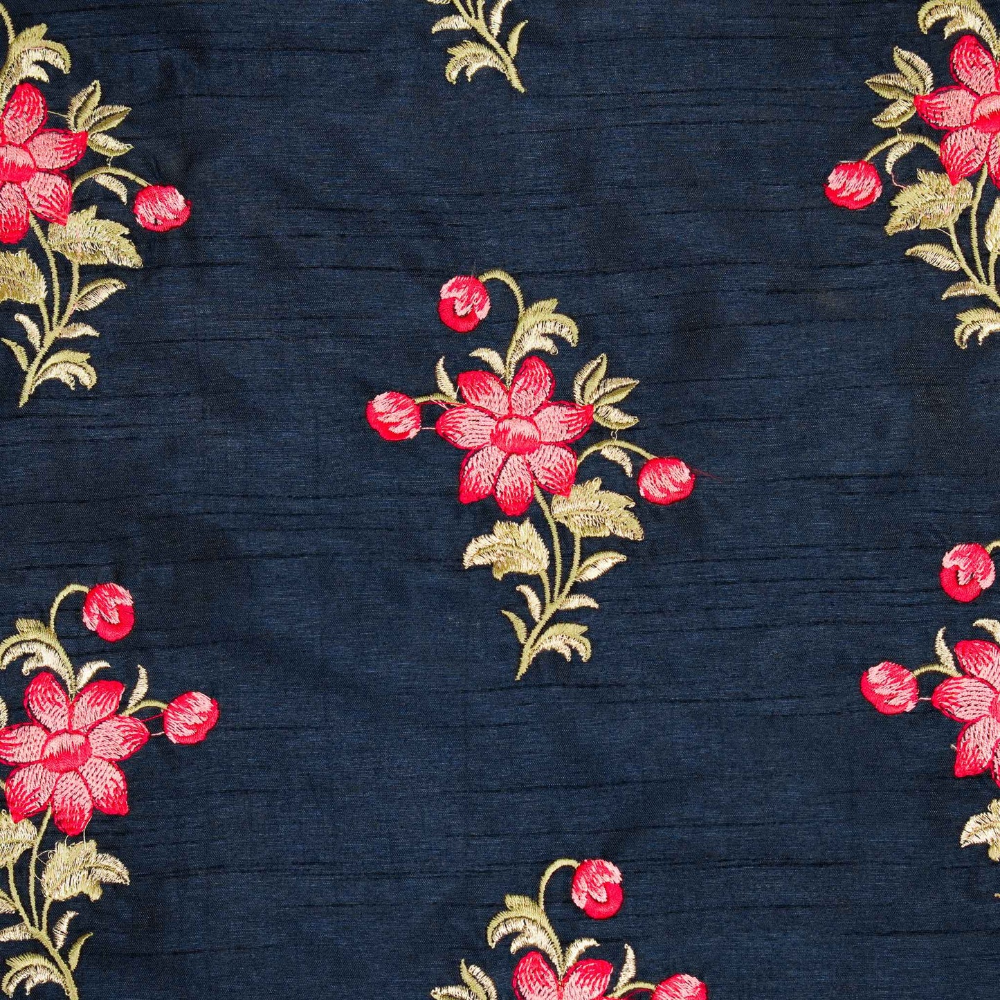 Dalia Navy Blue Dola Silk Embroidered Fabric in Buta