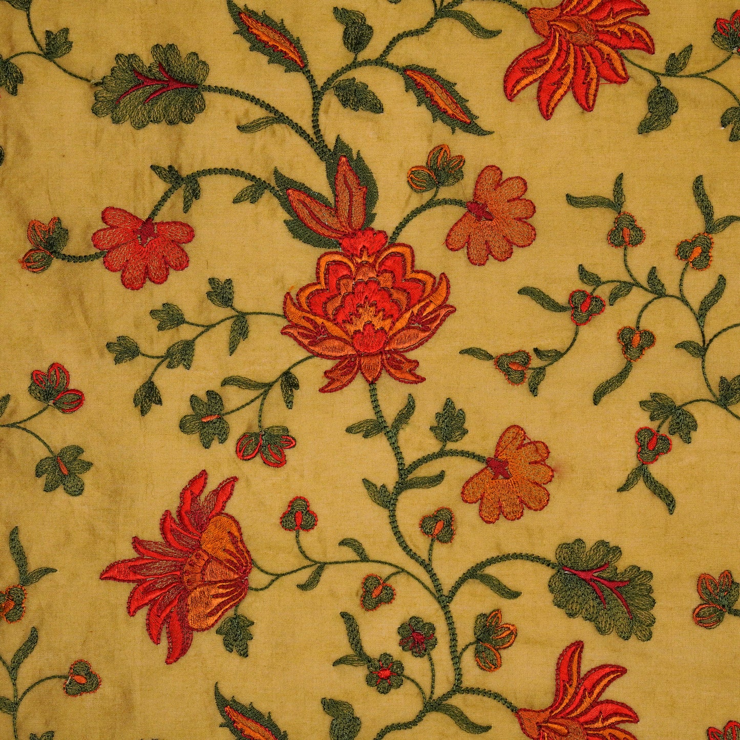 Derya Chiku Chanderi Embroidered Fabric in Jaal Pattern