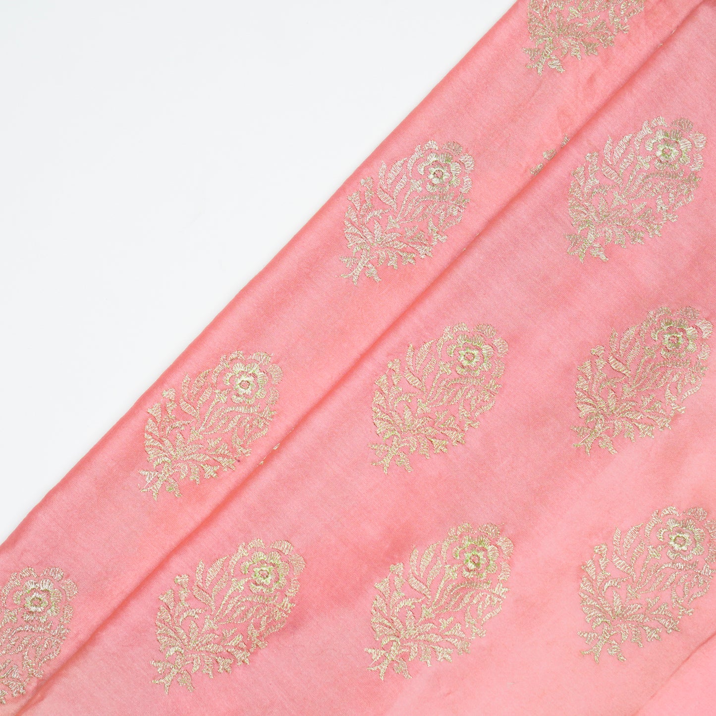 Siraj Gajari Chanderi Embroidered Fabric in Buta Pattern