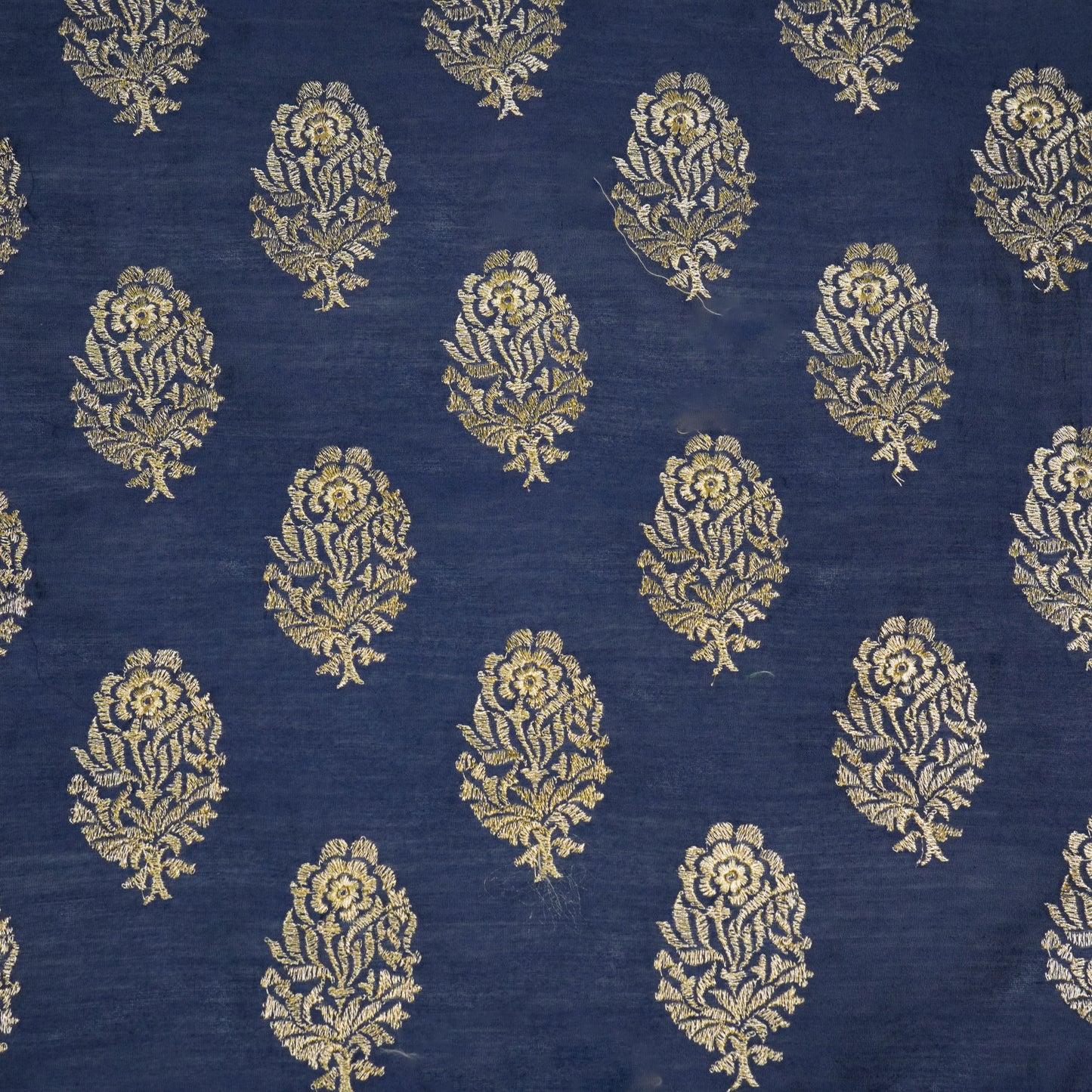 Siraj Navy Blue Chanderi Embroidered Fabric in Buta Pattern