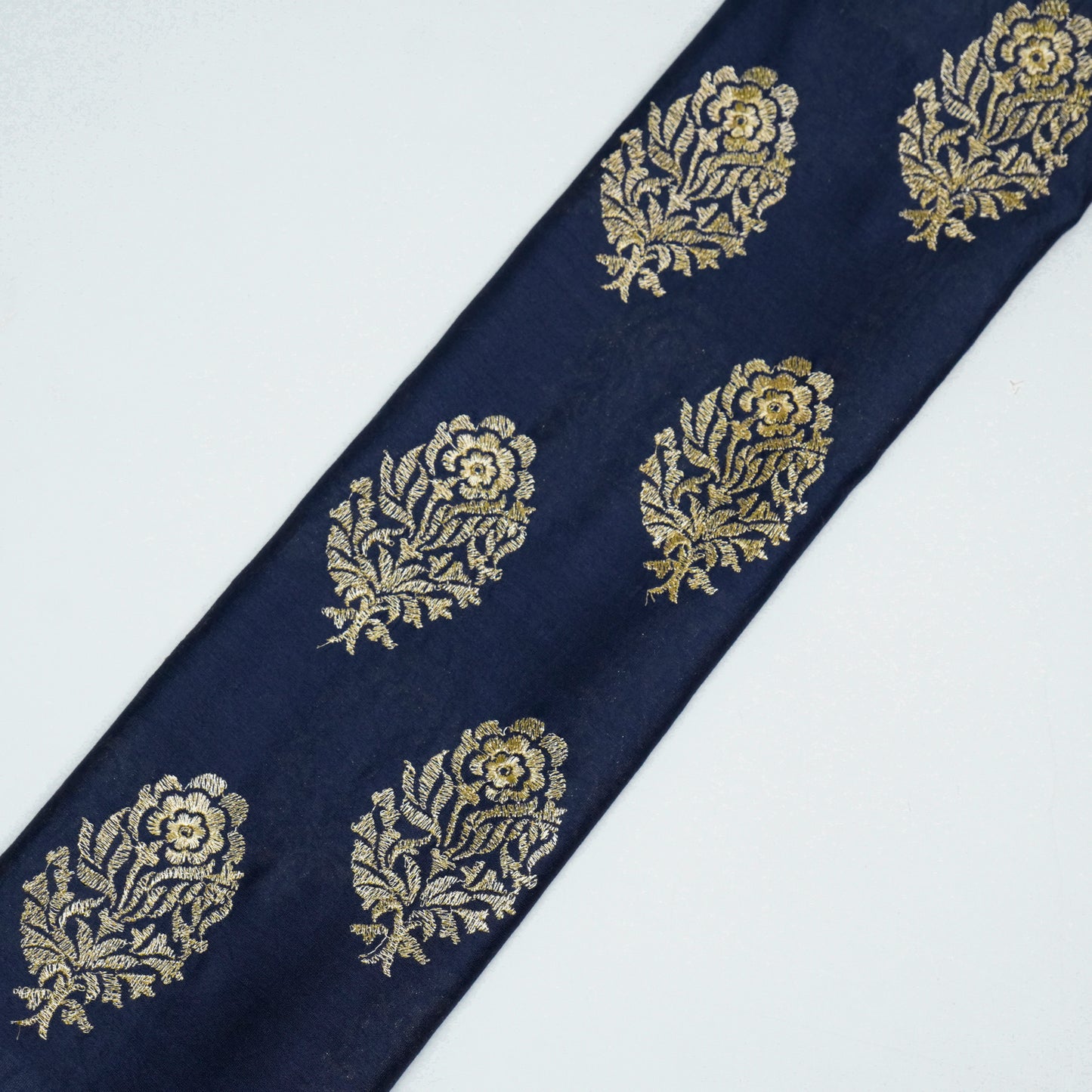 Siraj Navy Blue Chanderi Embroidered Fabric in Buta Pattern