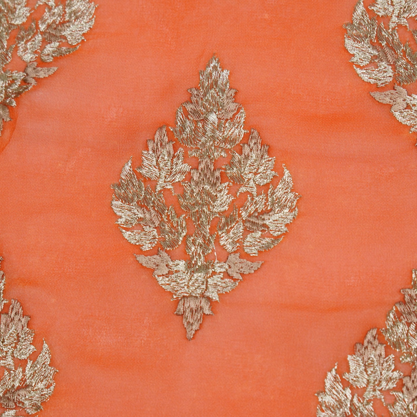 Naseem Rust Viscose Georgette Embroidered Fabric in Buta Pattern