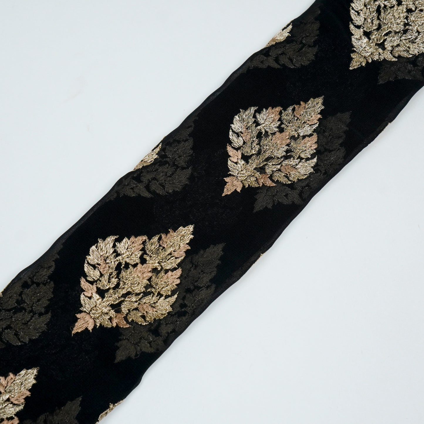 Naseem Black Viscose Georgette Embroidered Fabric in Buta Pattern