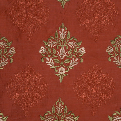 Arsia Maroon Chanderi Embroidered Fabric in Buta Pattern