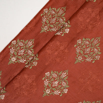 Arsia Maroon Chanderi Embroidered Fabric in Buta Pattern