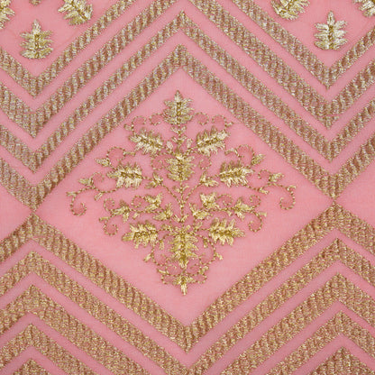 Azeem Gajari Chanderi Embroidered Fabric in Buta Pattern