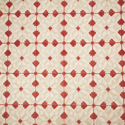 Saras Natural Red Semi Munga Kota Embroidered Fabric in Jaal Pattern