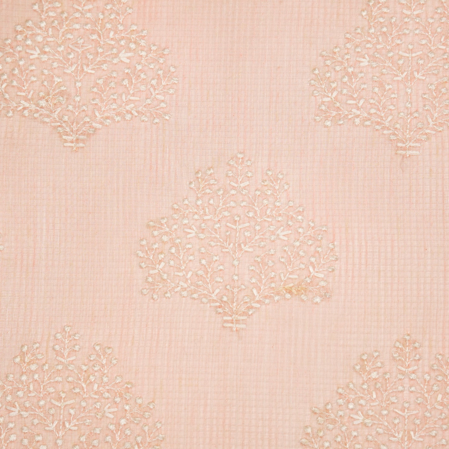 Triveni Light Peach Semi Munga Kota Embroidered Fabric in Buta Pattern