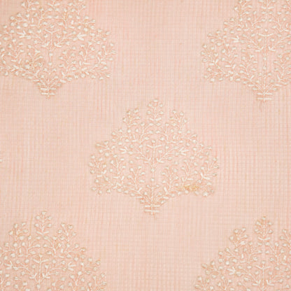 Triveni Light Peach Semi Munga Kota Embroidered Fabric in Buta Pattern