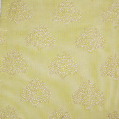 Triveni Lemon Semi Munga Kota Embroidered Fabric in Buta Pattern