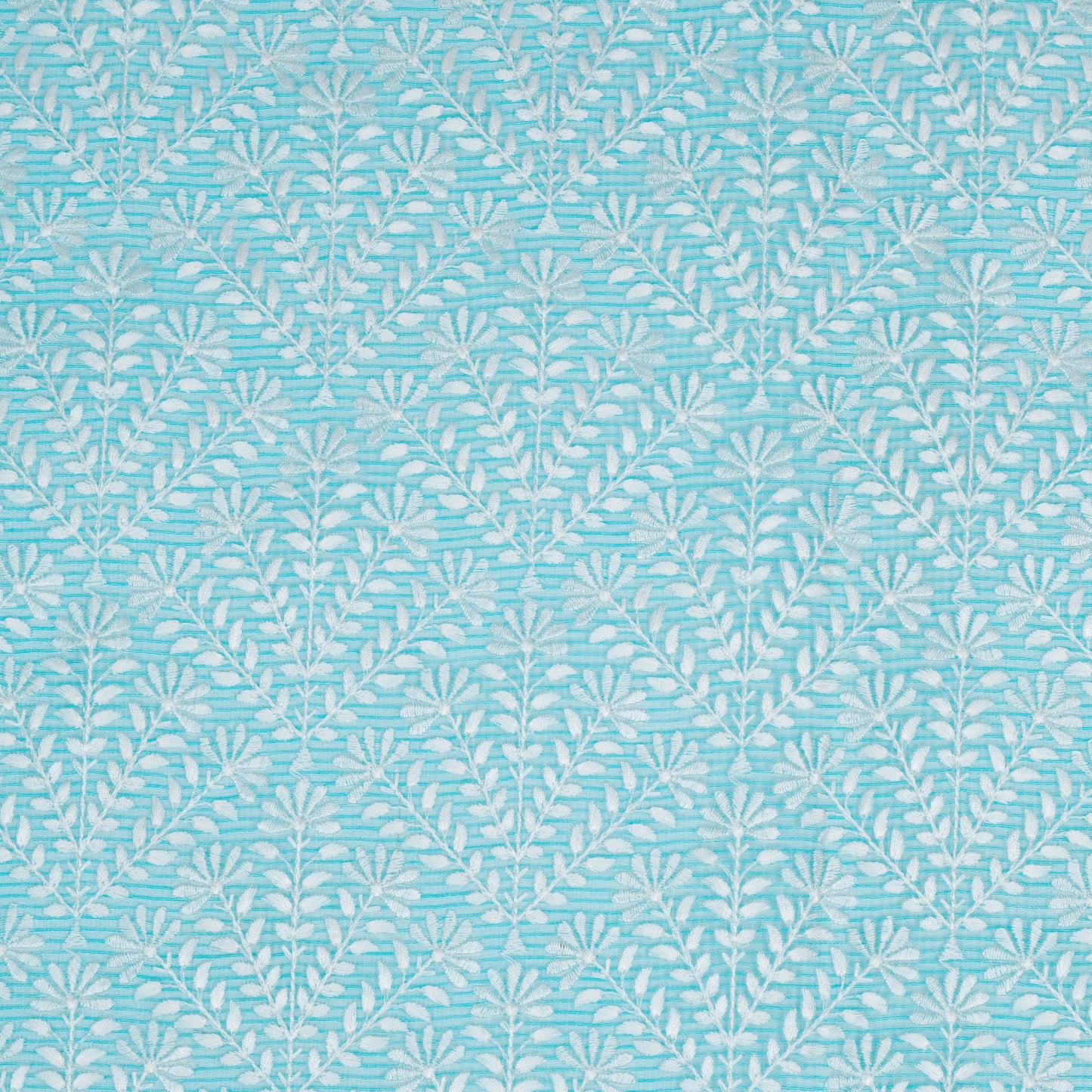 Diba Turquoise Semi Munga Kota Embroidered Fabric in Jaal Pattern